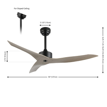 Aldrin 50" Modern Minimalist Iron/Plastic Mobile-App/Remote-Controlled 6-Speed Razor Ceiling Fan - JONATHAN Y